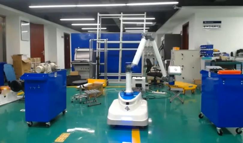 Techrobots six-axis co-robot is equipped with AGV vehicle for power inspection and application test